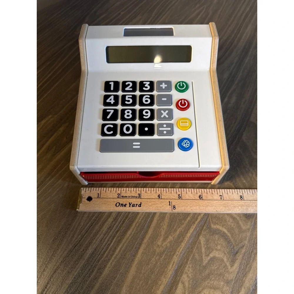 IKEA DUKTIG Toy Cash Register Kids White Solar Powered Educational Wood Works